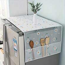 1pc Ins Style Multi-Function Refrigerator Dust Cover With Pocket, 23.62in*70.86in / 21.65in*51.18in, Suitable For Dual-Door And Single-Door Refrigerators, Oil/Water Proof, Modern Decorative Fabric Storage, Suitable For Home And Kitchen, Assorted Patterns, PET Material, Appliance Top Protector | Decorative Storage | (Pattern Random),Kitchen Decor,Household Items,Mother's Day Gift,Bedroom Decor,Garden,Kitchen Decor,Summer,Beach,Travel Essentials,Room Decor,Squishy,Graduation - Multicolor - View 2