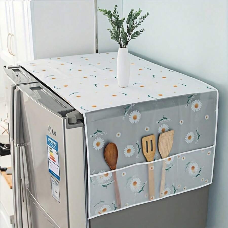 1pc Ins Style Multi-Function Refrigerator Dust Cover With Pocket, 23.62in*70.86in / 21.65in*51.18in, Suitable For Dual-Door And Single-Door Refrigerators, Oil/Water Proof, Modern Decorative Fabric Storage, Suitable For Home And Kitchen, Assorted Patterns, PET Material, Appliance Top Protector | Decorative Storage | (Pattern Random),Kitchen Decor,Household Items,Mother's Day Gift,Bedroom Decor,Garden,Kitchen Decor,Summer,Beach,Travel Essentials,Room Decor,Squishy,Graduation
