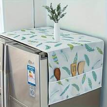 1pc Ins Style Multi-Function Refrigerator Dust Cover With Pocket, 23.62in*70.86in / 21.65in*51.18in, Suitable For Dual-Door And Single-Door Refrigerators, Oil/Water Proof, Modern Decorative Fabric Storage, Suitable For Home And Kitchen, Assorted Patterns, PET Material, Appliance Top Protector | Decorative Storage | (Pattern Random),Kitchen Decor,Household Items,Mother's Day Gift,Bedroom Decor,Garden,Kitchen Decor,Summer,Beach,Travel Essentials,Room Decor,Squishy,Graduation - Multicolor - View 5