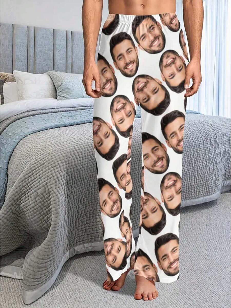 Spring Men Custom Printed Sleepwear Pants, Casual Comfortable Lounge Trousers - Multicolor - View 1
