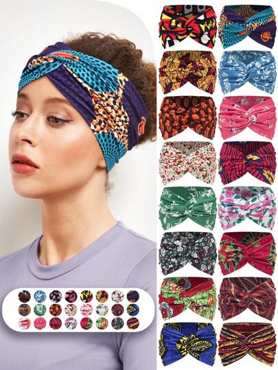 1件装女士波西米亚风彩色复古图案发带，休闲百搭时尚发饰，秋冬季发带，适合女士度假装扮，优雅围巾，柔软头巾