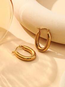 1 Pair Women's Elegant Minimalist Luxury Gold Crescent Moon & Heart Shaped Stainless Steel Earrings, Suitable For Concerts, Parties, Banquets, Holiday Gifts