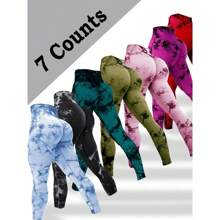Women's Tie Dye Print Scrunch Sports Leggings, Sport High Waist Seamless Skinny Pants, Women Sport & Outdoor Clothing For Summer, Gym Clothes