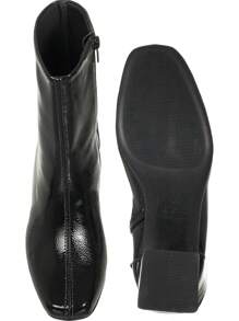 GiGiL Women's Boots Square Toe Block Heel Mid-Calf Patent Leather Casual Classic Elegant Comfortable - màu đen - Xem 4