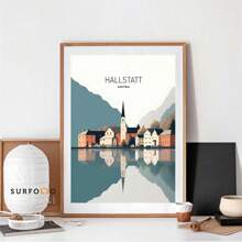 1 pièce Œuvre murale vintage minimaliste rétro, affiches des villes célèbres de différents pays, décoration pour dortoir et maison sans cadre