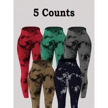 Women's Tie Dye Print Scrunch Sports Leggings, Sport High Waist Seamless Skinny Pants, Women Sport & Outdoor Clothing For Summer, Gym Clothes