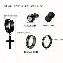 30 Pcs Earrings For Men Black Silvery Golden Stainless Steel Earrings Set Stylish And Minimalist Jewelry For Daily Wear - 15 Pairs Of Stainless Steel Earrings - View 3