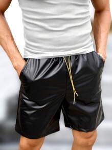 新款男士街头风格皮短裤，时尚休闲百搭街头服饰