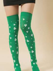 1set Irish Celebration Knee High Leg Warmers With Clover Accessories, St.Patrick's Day Party Outfit Prom - Multicolor - View 2