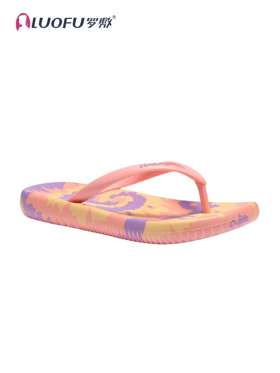 LUOFU Women's Flip Flops, Fashion Holiday Beach Sandals, Non-Slip , Toe-Strap With Colorful Dopamine Design, Fashionable Ladies' Summer Waterproof & Anti-Slip EVA Slippers - Pink - View 1