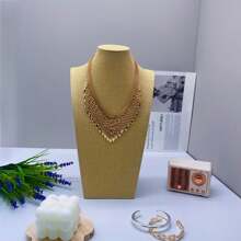 Premium Yellow Linen H-Shaped Human Model Bust Display Stand - Jewelry Necklace Storage Hanger, Suitable For Jewelry, Gold Exhibit Base, Neck Decor Accessory Portrait Storage Display Rack