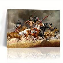A Wall Art Of Aboriginal Horse Riding Warrior-Suitable For Families And Office Decorations, Ideal Bachelor Party Gift, Unique Western Theme Living Room Bedroom Pendants, 1 Pc Keywords Wooden Framed Canvas Painting-Thickness 2.25cm/0.9Inch, Home Gift Decoration, Room Decoration Aethetic, Wall Decoration, Perfect Gift, Autumn And Winter Wall Decoration, Living Room Decoration, Bedroom Decoration, Kitchen Decoration, Entry Decoration, Bath Decoration, Direct Wall Painting, High Quality Wall Painting Poster