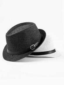 1pc Bohemian Style Casual Straw Woven Hat, Breathable Sun Protective Beach Hat, Versatile For Men & Women, All Seasons
