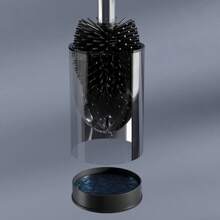 新款智能不锈钢黑色马桶刷架立式长柄马桶清洁刷柔软 TPR 硅胶头 - 黑色 - 查看 6