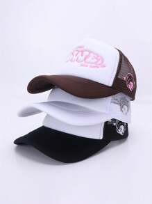 1 chiếc mũ bóng chày rỗng chữ mới cho nữ, mũ lưới màu tương phản, mũ lưỡi trai chống nắng thời trang dạo phố - nhiều màu - Xem 2