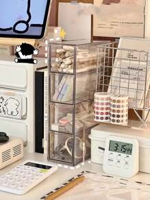 1 szt. 4-siatkowy akrylowy wielofunkcyjny organizer biurkowy, uchwyt na długopisy, etui na soczewki kontaktowe, organizer do szuflady dla ucznia i biura, przechowywanie markerów do planera