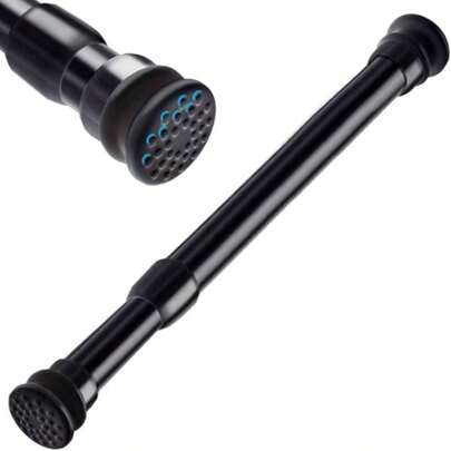 FEPK 1pc No-Drill Shower Curtain Rod, Multi-Functional Expandable Rod, Heavy Duty Spring Loaded, Adjustable Length, Suitable For Bathroom, Kitchen, Wardrobe, Curtain, Drying Rack, Bathroom Accessories Bathroom Decor