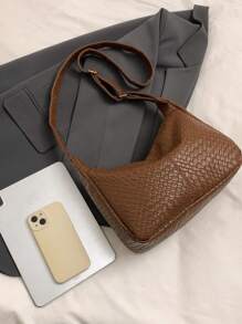 European And American Style Woven Rhombus Pattern Casual Large Capacity Commuter Retro Fashion Underarm Shoulder Bag
