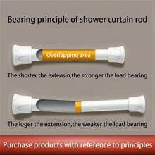 1pc Multi-Functional No-Drill Retractable Rod, Easy To Install, Suitable For Bathroom, Kitchen, Windowsill, Balcony, Living Room, Can Be Used As Curtain Rod, Wardrobe Support Rod, Drying Rack Home Bathroom Decor Fall Decor Bathroom Accessories Back To School - Multicolor - View 5