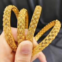 1pc Elegant Style Fashion Open Bangle Bracelet, Luxury Bride Jewelry, Southeastern Asian Gift