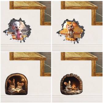 Cartoon Giraffe, Lion, Kitty Switch Stickers, Decorative Animal Decals For Kids Room, Nursery Wall Stickers Room Decor Wall Decor Wall Sticker Bedroom Decor Kitchen Decor Home Decor