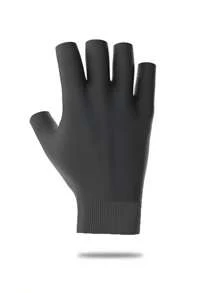 1 双黑色半指健身手套，带全掌和腕部支撑 - 耐磨，适合举重、训练、拉伸和户外跑步，编织涤纶面料 - 黑色 - 查看 4