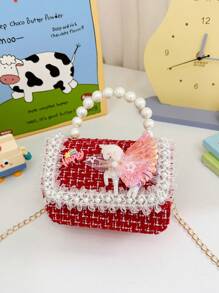 1 件公主风格链条包婴儿珍珠配饰手提包儿童可爱独角兽女孩单肩包，可爱零钱包，肩带休闲舒适，顺滑长款，百搭不挑剔，送给女孩的完美礼物，适合日常玩耍和旅行 - 珍珠手提包 - 查看 8