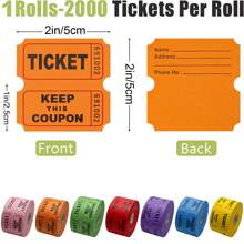 1 rollo de 1000 boletos de rifa en azul, verde y morado (múltiples opciones de color), rollo doble, boletos para eventos, entrada, recompensa de clase, recaudación de fondos y premios (500 pares), útiles escolares, de vuelta al colegio