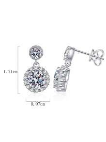 2 chiếc bông tai đính đá Moissanite 2ct bạc Sterling 925 sang trọng, thích hợp cho trang phục hàng ngày của phụ nữ, đi làm, tiệc tùng, kỳ nghỉ, sinh nhật, năm mới, ngày của mẹ, kỷ niệm ngày cưới, quà tặng trang sức cho phụ nữ - Bạc - Xem 4