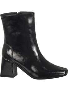 GiGiL Women's Boots Square Toe Block Heel Mid-Calf Patent Leather Casual Classic Elegant Comfortable - màu đen - Xem 2