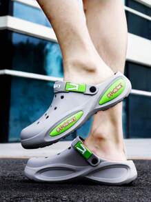 1Pair Men's Breathable Perforated Shoes - Comfortable And Non Slip Thick Soled Summer Sandals, Suitable For Outdoor And Garden Use