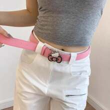 Sanrio 1 pièce Ceinture de taille rose avec décoration nœud Hello chat Sanrio, ceinture de taille style bande dessinée chaîne de pantalon