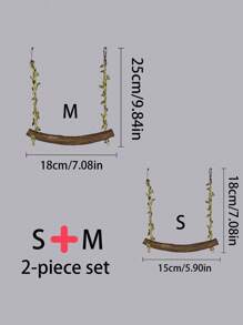 1 pieza Columpio de vid para loro, disponible en dos tamaños (15cm, 18cm), columpio con diseño de Peony Feng Huang Tiger para que trepe y raspe, suministros inteligentes para aves, accesorios para jaula de pájaros, juguete para loros (madera natural crecida en varias formas, algunas curvas, otras rectas)