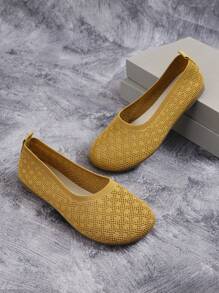 Mocasines planos casuales transpirables de punto para mujeres