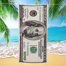 1pc Microfiber Dollar & Euro Print Beach Towel, Absorbent Beach Robe/Scarf For Pool, Beach Back To School