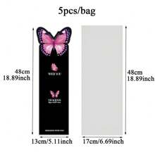5pcs Butterfly Design Single Stem Flower Wrapping Bags, Bouquet Sleeves - Multicolor - View 2
