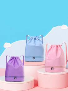 1 pièce Sac de danse pour enfants personnalisable avec nom, texte, simple, mode. Compartiment à chaussures indépendant. Sac de danse, de pratique de ballet, de sport, de yoga. Léger sac à dos cadeau. Couleur unie de haute qualité assorti, convenant à l'utilisation quotidienne des filles en classe de danse. Sac à dos doux et mignon - Sac à dos de danse - Voir 3