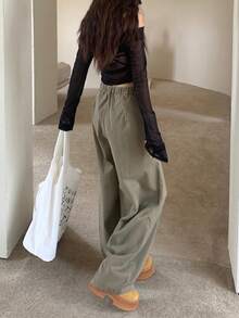 Loose Retro American Casual Wide-Leg Jeans - Khaki - View 5