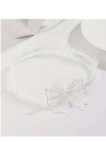 Accesorio de ropa interior sexy, elegante liguero de novia de encaje blanco, decoración de lazo de encaje, liguero de novia elegante, accesorio elegante de liguero para damas de honor