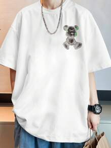 Camisa Camiseta Streetwear Estampada Urso Bear REF 7020 - Branco - Visão 3