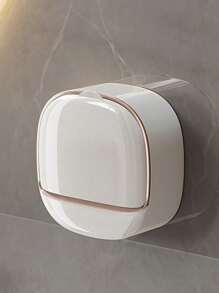 1 Stück Luxus Seifenschale Abtropfhalter Badezimmer Organizer, wandmontierte Seifenablage mit Deckel, Seifenbox ohne Bohren