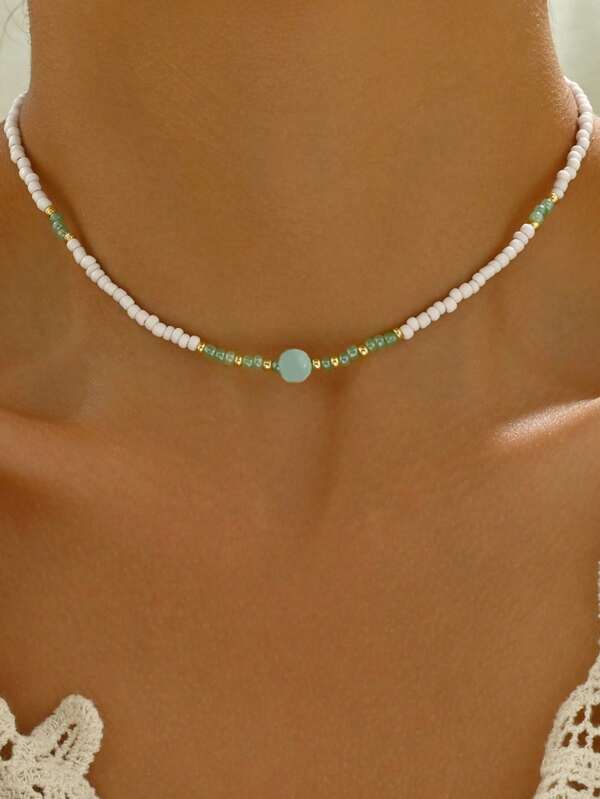 1 Stück simples & klassisches Perlenchoker-Halskette, geeignet für Frauen Partys und tägliche Outfits