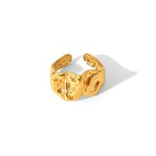 1pc Stainless Steel Fashionable Open Ring For Women, 18K Gold Plated Ring