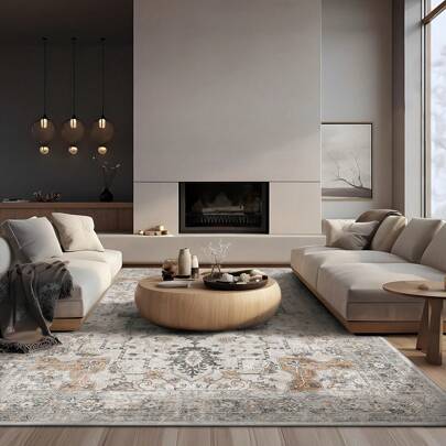 复古欧洲波西米亚东方水晶天鹅绒地毯，全面覆盖升级面料和材料，精致清晰的装饰地毯，适用于卧室、客厅、更衣室、育儿室和多功能室，易于清洁的家用装饰地毯，异国情调的复古风格