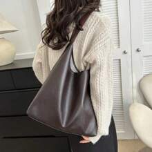 Vintage Women's Soft PU Leather Shoulder Bag Large Commuter Bag Versatile Women's Tote Underarm Bag Quality
