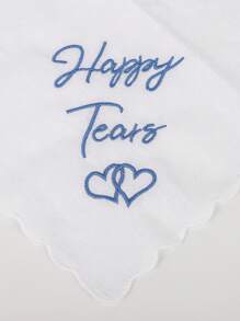 1/4 件婚礼手帕，带扇贝花边的刺绣手帕，婚礼当天新娘的蓝色趣味手帕，新娘母亲的礼物，夏季生日海滩，返校学校用品，房间装饰 - 彩色 - 查看 8