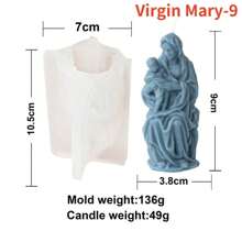 耶稣和圣母玛利亚硅胶蜡烛模具 DIY 耶稣家庭雕像石膏模具环氧树脂艺术制作套件婚礼装饰 - 彩色 - 查看 18