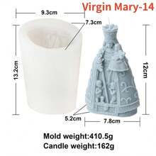 耶稣和圣母玛利亚硅胶蜡烛模具 DIY 耶稣家庭雕像石膏模具环氧树脂艺术制作套件婚礼装饰 - 彩色 - 查看 17