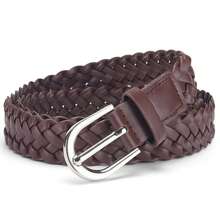 1/2/3 Pcs Women's Braided Faux Leather Finger Loop Buckle Waist Belt, Gold & Silver Belt Buckle, For S/Skirts, Black & Beige Belt Set Summer, School Fall, Autumn, Halloween - Multicolor - View 19