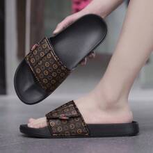 Men's Athletic Slides, Thick EVA Sole, Lightweight Casual Home & Outdoor Wear Slides, Summer Slippers For Outdoor, Beach & Casual - Brown - View 2